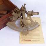 A reproduction Campbell's brass Vernier sextant, by Nauticalia Ltd, in brass-bound teak box