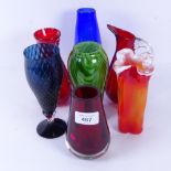 Various coloured Art glass vases, largest height 19cm (7)