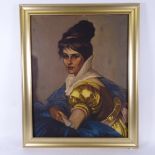 Cesare Tallone, mid-century oil on canvas, portrait of a woman, framed, overall 70cm x 58cm