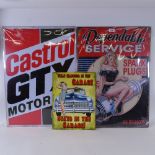 2 reproduction tin signs, Castrol and Spark Plugs, height 70cm