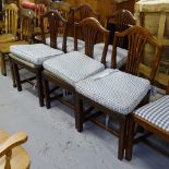 A set of 5 18th century country oak dining chairs, with pierced slat-backs