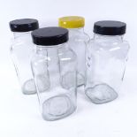 4 Vintage glass sweet shop jars, 30cm