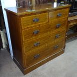 An Edwardian mahogany and satinwood-banded chest of 2 short and 3 long drawers, W103cm, H105cm,