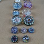 A collection of glass paperweights, including Langham and Millefiori examples (11)
