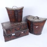 A set of 4 modern simulated crocodile-skin boxes, including 2 graduated hat boxes, largest 33cm