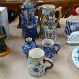 2 beer jugs, a novelty decanter, 20.5cm, Rheinware Madonna and Child etc