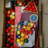 A box of snooker and billiard balls