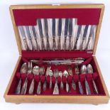 A suite of Elkington silver plated cutlery, in fitted case