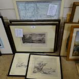 A pair of Rembrandt re-print engravings, a pair of mezzotints, after John Constable, and a re-