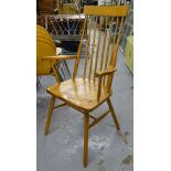 A handmade ash and beech stick-back armchair, stamped LP.30.7.94CH to rear of seat