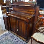 A 19th century rosewood chiffonier, with raised shelved back, single frieze drawer and turned