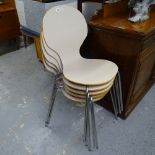 A set of 5 painted stacking Keeler chairs, on chrome legs