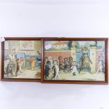 A pair of Victorian prints, after Louis Wain, the naughty puss and the good puss, modern frames,
