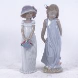 2 Lladro porcelain figures of girls, model nos. 8022 and 6963, largest height 21cm (2)