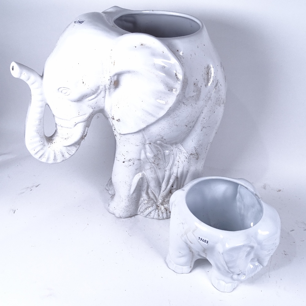 2 Portuguese Blanc-de-Chine elephant vases, largest height 44cm (2) - Image 2 of 2