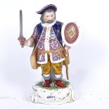 A 19th century Derby porcelain figure of Falstaff, hand painted decoration, with mark on base,