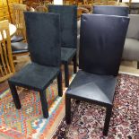 A set of 4 B&B Italia Arcadia high-back dining chairs, 2 in black leather and 2 in black suede