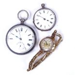 BENSON - silver-cased key-wind pocket watch, Continental silver fob watch, and a lady's gold