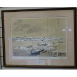 Claude Casati, lithograph, beached boats, signed in pencil, no. 15/275, certificate of authenticity,