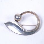 HANS HANSEN - a Danish 925 silver brooch of stylised design