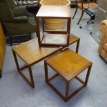 A mid-century teak rectangular nest of 3 tables