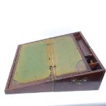A 19th century brass-bound mahogany travelling writing slope, width 45cm