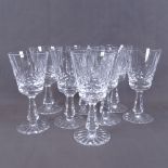 A set of 8 Waterford Crystal Kenmare pattern Claret wine drinking glasses, height 15cm