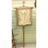 A Christian church hand embroidered banner, overall length 148cm