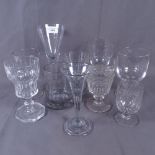 A group of 19th and 20th century drinking glasses, including ale glass with folded foot, mug etc
