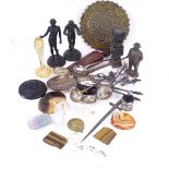 Various interesting collectables, including anointing spoon, rock crystal stone samples, pierced