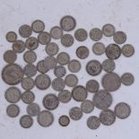 Various pre-decimal British coins, including some silver