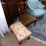 An Edwardian mahogany nursing chair, and a rectangular upholstered footstool