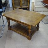 An Ipswich oak design rectangular 2-tier coffee table, with baluster legs, W92cm, H46cm, D61cm
