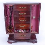 A table-top jewellery cabinet, and a quantity of mixed costume jewellery