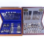 A Viners canteen of cutlery for 6 people, in fitted case (1 knife missing), and another (2)