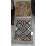 2 small Mamainer Kilim rugs, 68cm x 58cm, and 90cm x 58cm