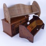 A small Armada style table-top chest of drawers, various extending book racks, a jewel chest etc