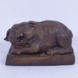 After Mene, bronzed spelter sculpture, pig, signed, length 14cm