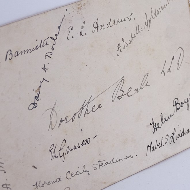 SUFFRAGETTE INTEREST - a sheet of autographs of Suffragette figures, including Dorothea Beale, - Image 2 of 2