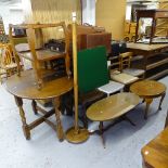 A large group of furniture, to include kitchen chairs, gateleg table, tea trolley, suitcases, 2 oval