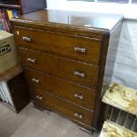 A 1940s oak 4-drawer chest, W76cm, H97cm, D42cm