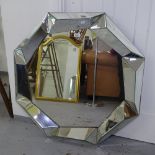 A modern octagonal wall mirror, W87cm