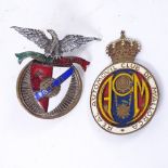 2 Vintage car badges, including example for Real Automobile Club De Majorca (2)