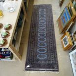 A blue ground Afghan design runner, 165cm x 80cm