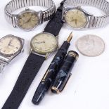 Various Vintage wristwatches, including Cyma, Regalis, Conway Stewart fountain pen, and an 1889