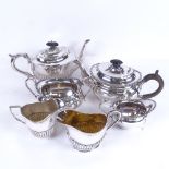 2 3-piece silver plated tea sets, 1 by Joseph Rogers & Sons Sheffield