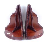 A pair of mahogany corner wall brackets, height 33cm