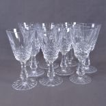 A set of 9 Waterford Crystal Kenmare pattern white wine glasses, height 14cm