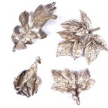 FLORA DANICA ASKIM and ERIKSEN - 3 silver-gilt and silver leaf brooches and pendant