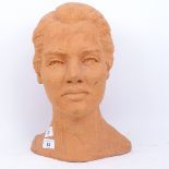 Lomer, clay sculpture, female bust, signed, height 35cm